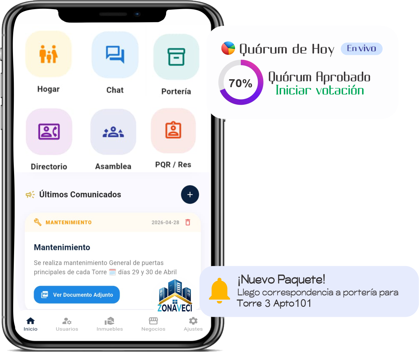 App ZonaVeci en celular