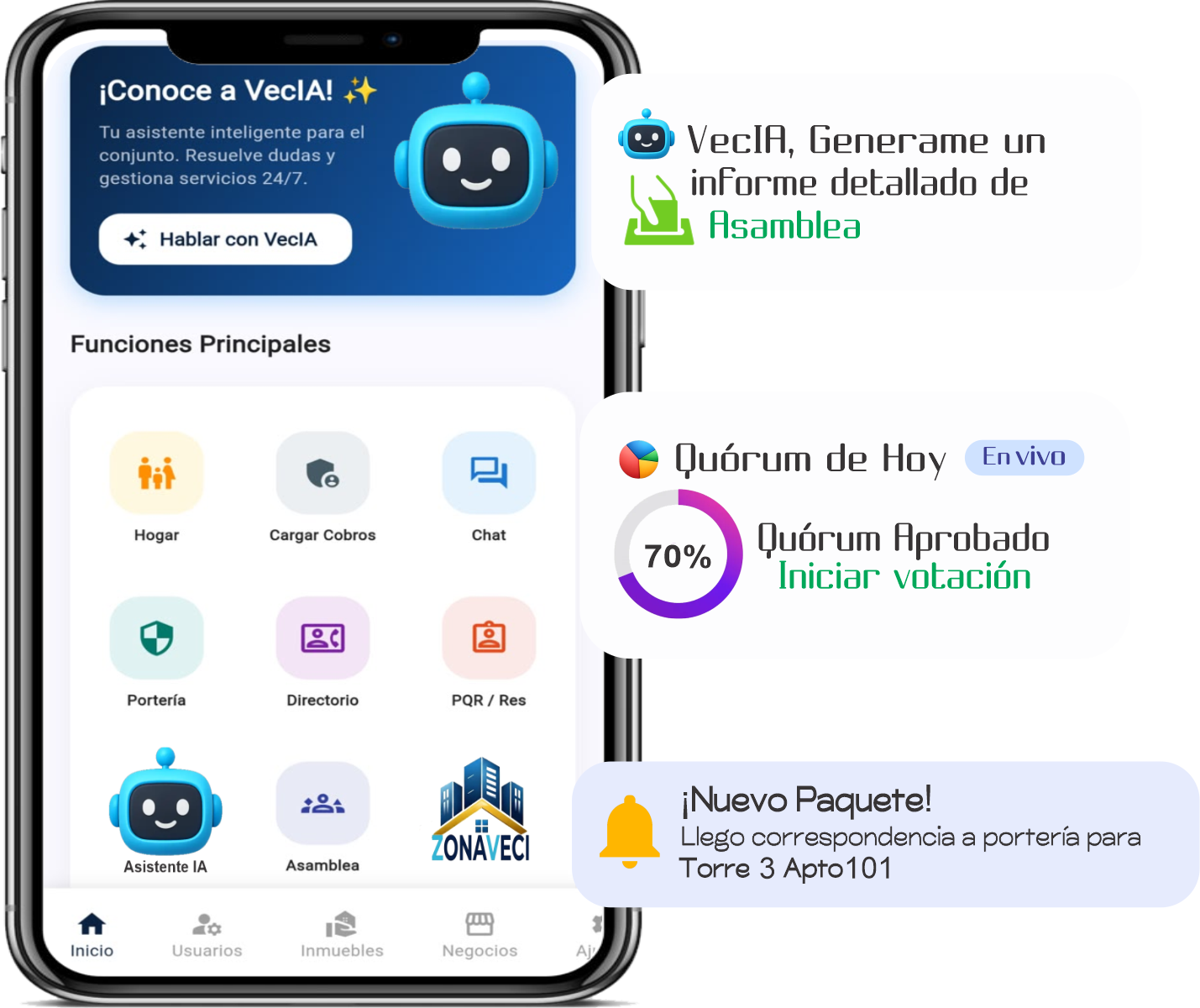 App ZonaVeci en celular